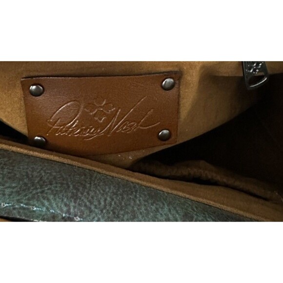 Patricia Nash Mirabella Turquoise Leather Wood Handle Purse Crossbody Floral Bag - Picture 7 of 13